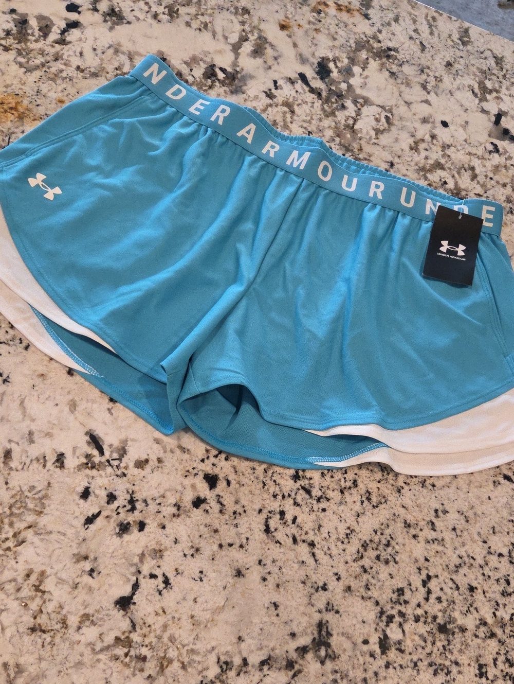 Under Armour Women's Aqua Athletic Shorts with White Trim Size XL